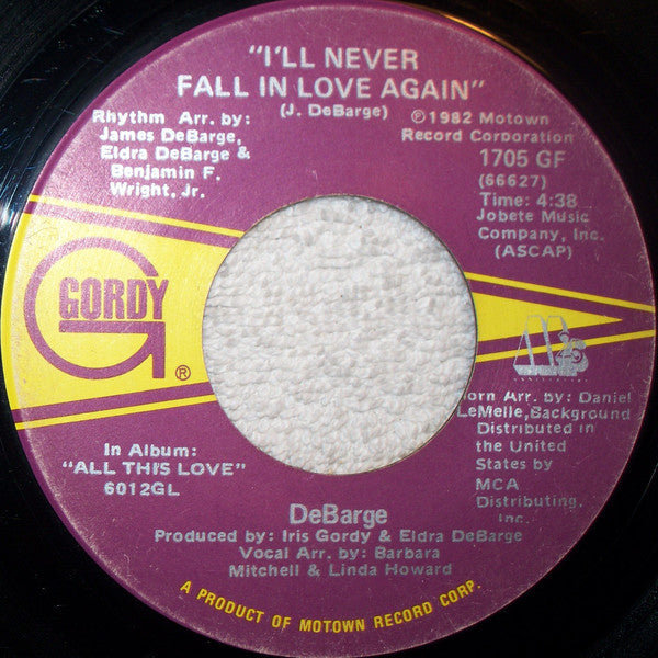 DeBarge : Time Will Reveal / I'll Never Fall In Love Again (7", Single)