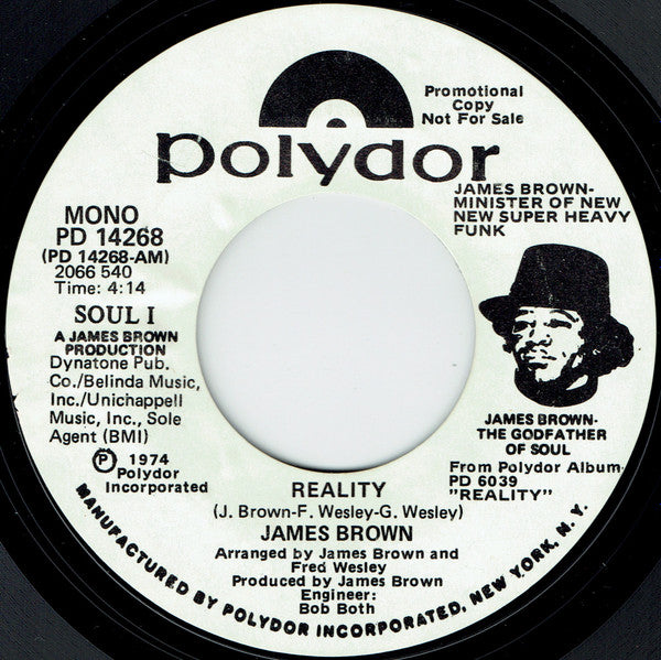 James Brown : Reality (7", Mono, Promo, Styrene)