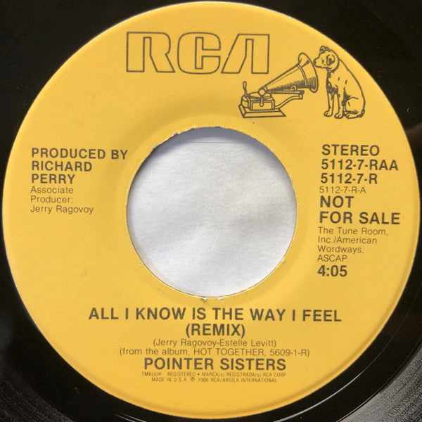 Pointer Sisters : All I Know Is The Way I Feel (7", Promo)