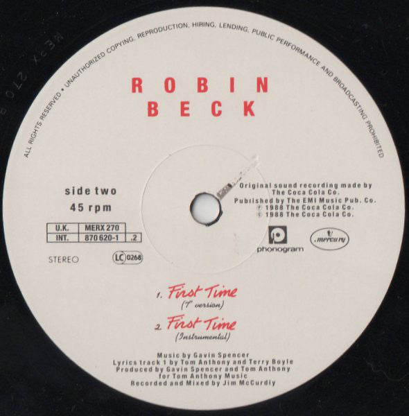 Robin Beck : First Time (12", Single)