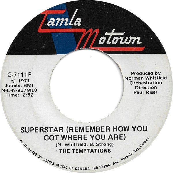 The Temptations : Superstar (Remember How You Got Where You Are) (7", Single)