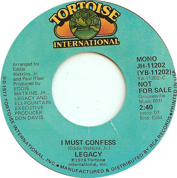 Legacy (13) : I Must Confess (7", Mono, Promo, Styrene)