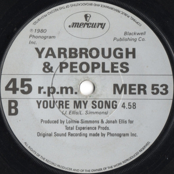 Yarbrough & Peoples : Don't Stop The Music (7", Single, Pap)