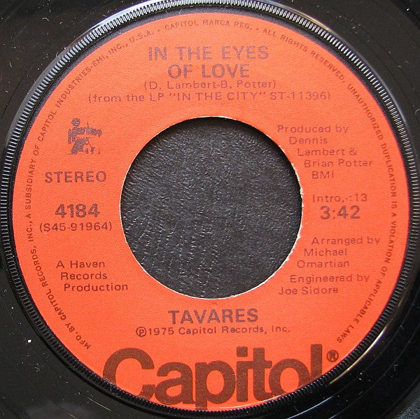 Tavares : Free Ride / In The Eyes Of Love (7", Single)