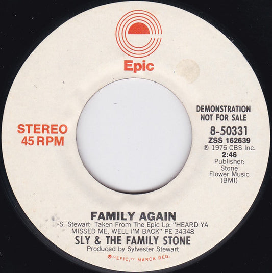 Sly & The Family Stone : Family Again (7", Mono, Promo)