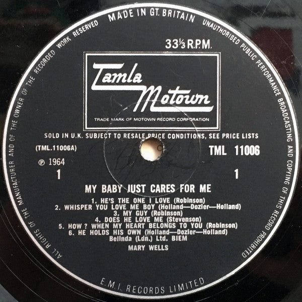 Mary Wells : My Baby Just Cares For Me (LP, Album, Mono)