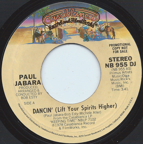 Paul Jabara : Dancin' (Lift Your Spirits Higher) (7", Single, Mono, Promo)