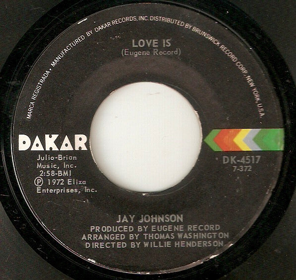 Jay Johnson (2) / The Brunswick Sound : Love Is / Quiet Nights Of Quiet Stars (Corcovado) (7", Single)