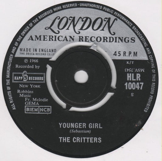 The Critters : Younger Girl (7", Single)