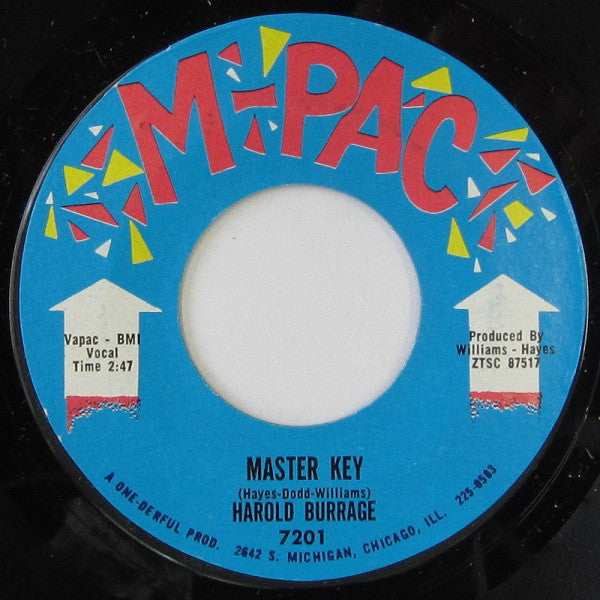 Harold Burrage : Master Key / Faith (And Understanding) (7", Styrene, Ter)