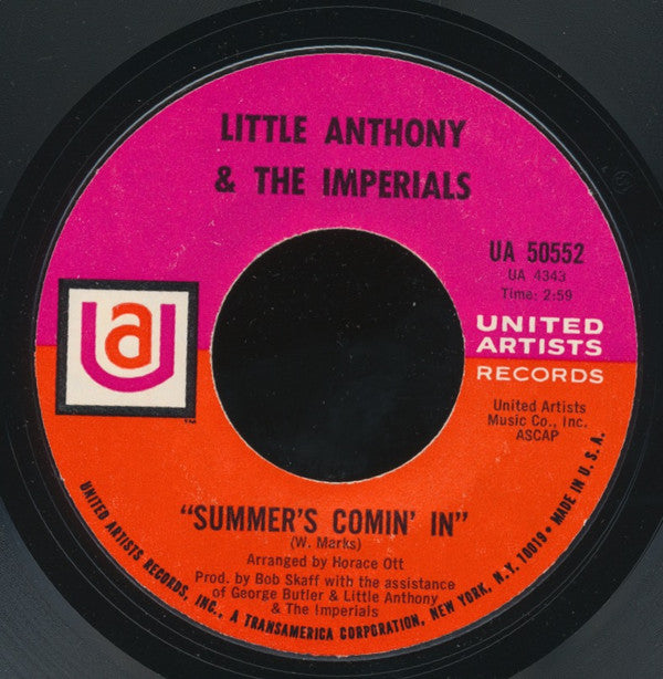 Little Anthony & The Imperials : Out Of Sight, Out Of Mind / Summer's Comin' In (7", Styrene)