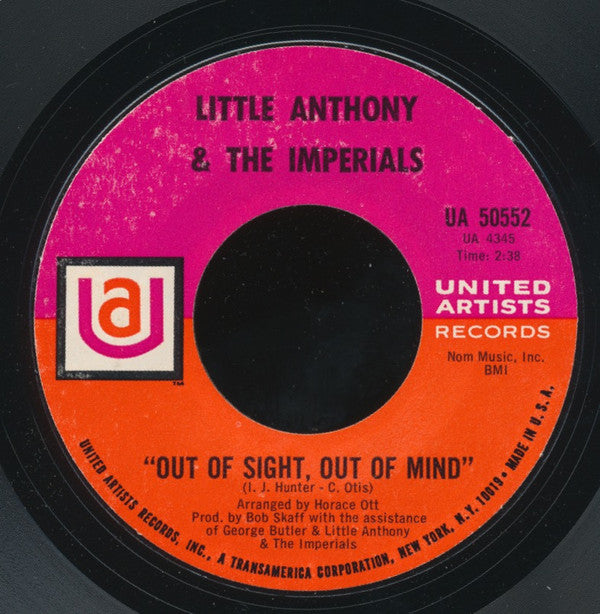 Little Anthony & The Imperials : Out Of Sight, Out Of Mind / Summer's Comin' In (7", Styrene)