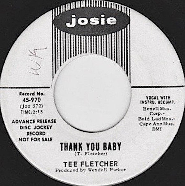 Tee Fletcher : Thank You Baby / Walk On Out (7", Promo)