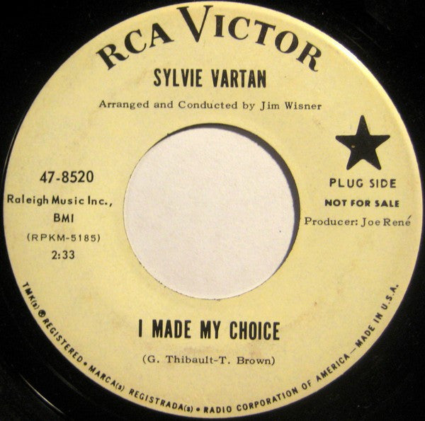 Sylvie Vartan : I Made My Choice  (7", Single, Promo)