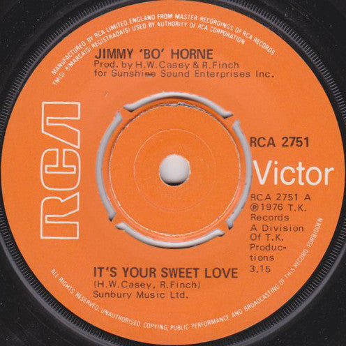 Jimmy "Bo" Horne : It's Your Sweet Love (7", Single)