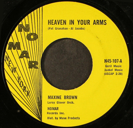 Maxine Brown / Frank And The Flips : Heaven In Your Arms / Maxine's Place  Instrumental (7", Single)