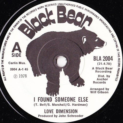 Love Dimension : I Found Someone Else (7", Single)