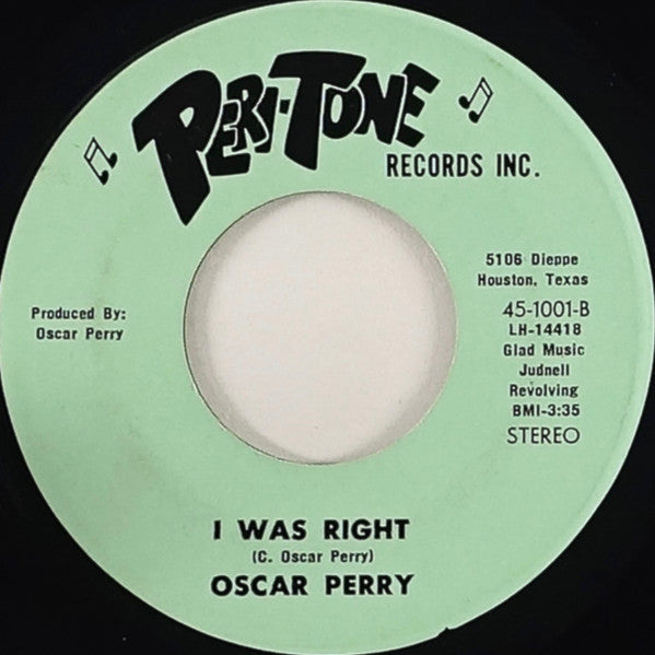 Oscar Perry : Main String / I Was Right (7")