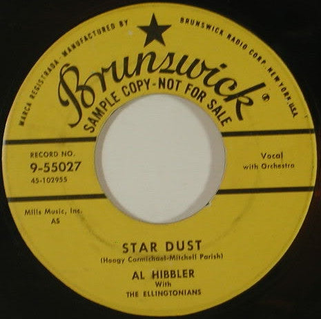 Al Hibbler With The Ellingtonians : Star Dust / Stormy Weather (Keeps Rainin' All The Time) (7", Single, Promo)