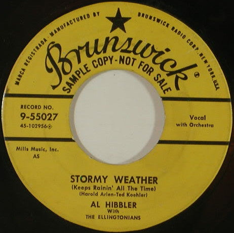 Al Hibbler With The Ellingtonians : Star Dust / Stormy Weather (Keeps Rainin' All The Time) (7", Single, Promo)