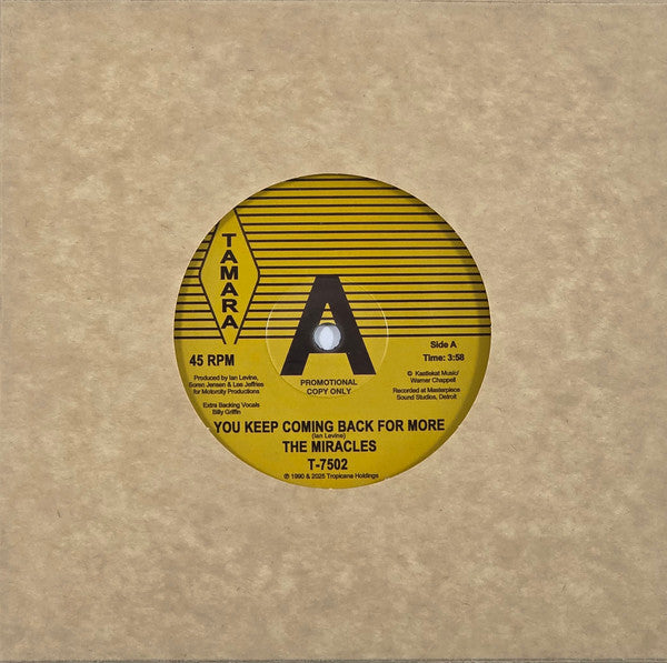 The Miracles : You Keep Coming Back For More / Fun Time (7", Single)