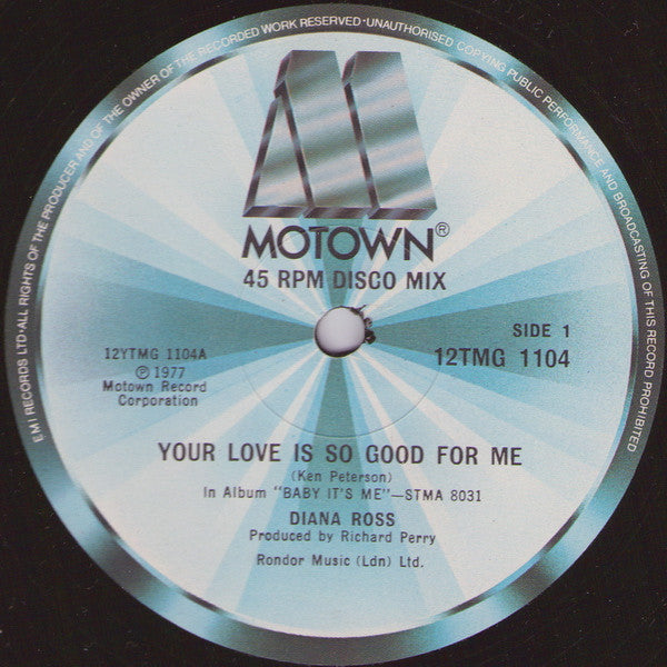 Diana Ross : Your Love Is So Good For Me / Baby It's Me (12", Single, Ltd)