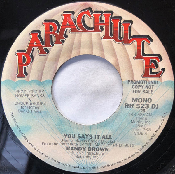 Randy Brown (2) : You Says It All (7", Single, Mono, Promo)