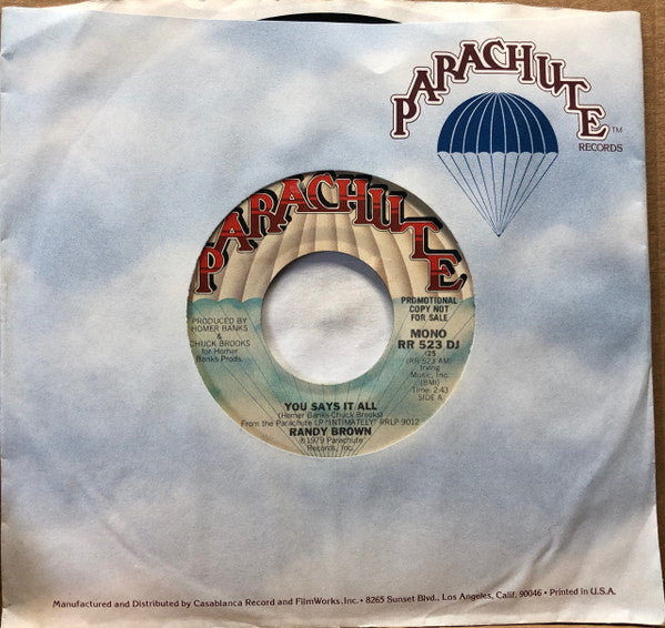 Randy Brown (2) : You Says It All (7", Single, Mono, Promo)