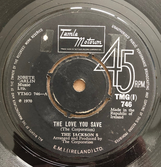 The Jackson 5 : The Love You Save (7", Single)