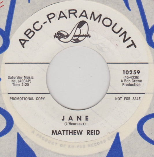 Matthew Reid (2) : Jane / Why Start (7", Single, Promo)