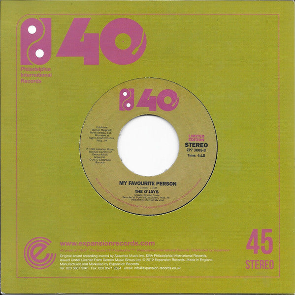 The O'Jays : To Prove I Love You / My Favourite Person (7", Single, Ltd)