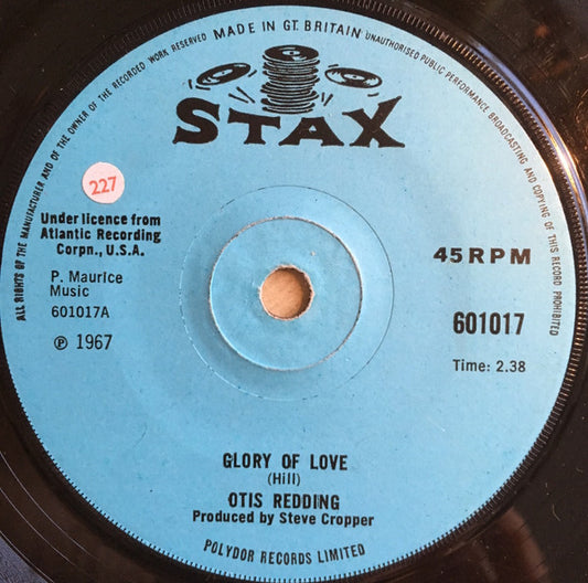 Otis Redding : Glory Of Love (7", Single, Sol)