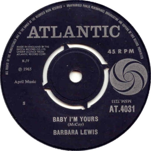 Barbara Lewis : Baby, I'm Yours (7", Single, S)