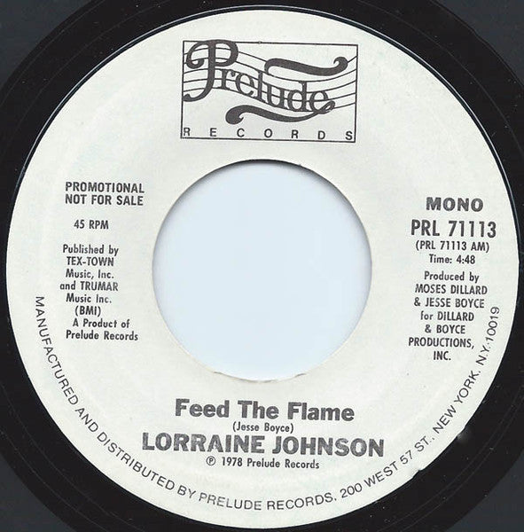 Lorraine Johnson : Feed The Flame (7", Single, Mono, Promo)