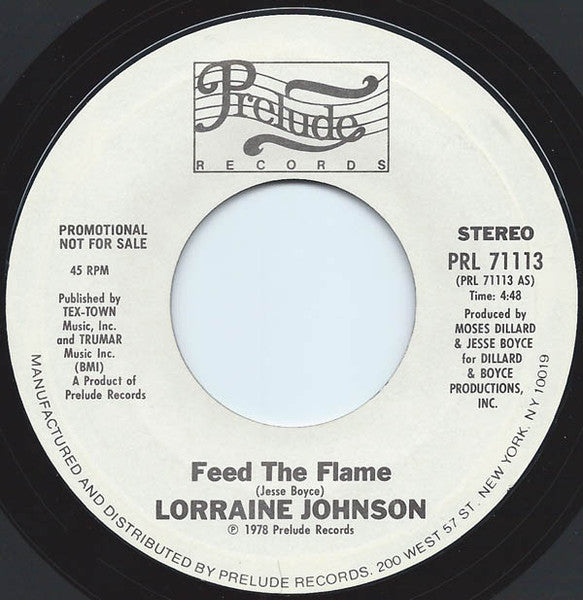 Lorraine Johnson : Feed The Flame (7", Single, Mono, Promo)