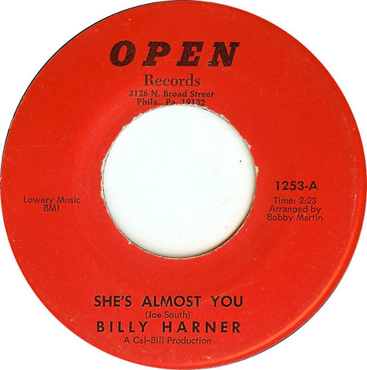 Billy Harner : She's Almost You (7", Mono, Rai)