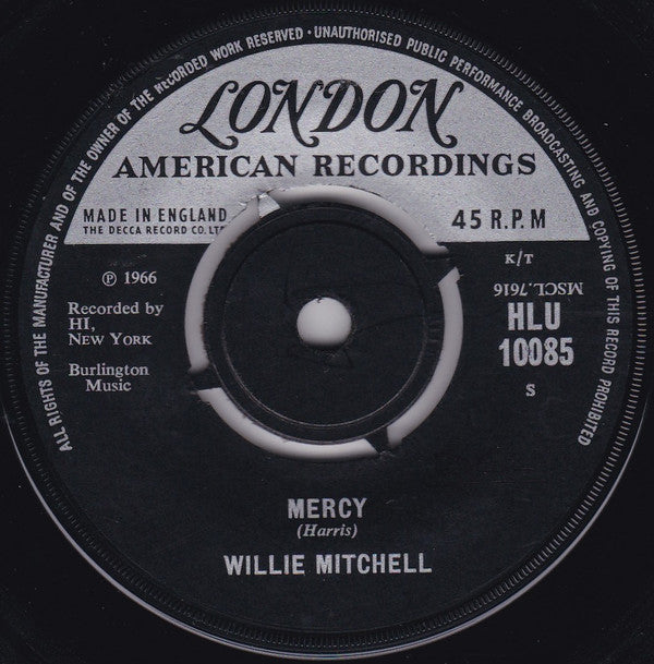 Willie Mitchell : Mercy (7")