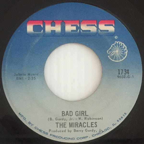 The Miracles : Bad Girl / I Love Your Baby (7", Single, Mono, RE, RP)