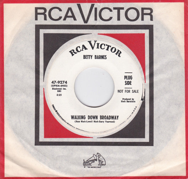 Betty Barnes (2) : Walking Down Broadway (7", Single, Promo)