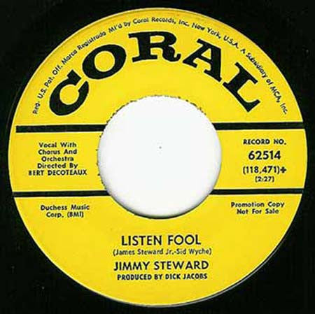 Jimmie Steward Jr. : Listen Fool (7", Promo)