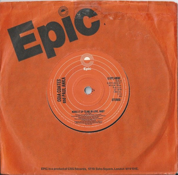 Odia Coates And Paul Anka : Make It Up To Me In Love, Baby (7")