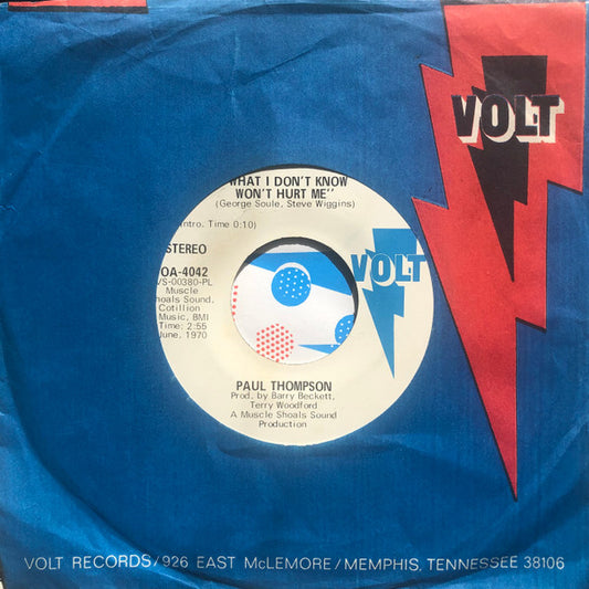 Paul Thompson (3) : What I Don't Know Won't Hurt Me (7", Promo)