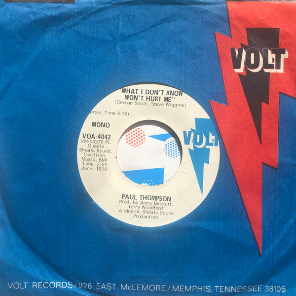 Paul Thompson (3) : What I Don't Know Won't Hurt Me (7", Promo)