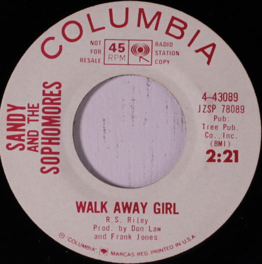 Sandy And The Sophomores : I Trust You Tommy / Walk Away Girl  (7", Promo)