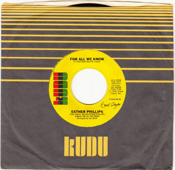 Esther Phillips : For All We Know / Fever (7", Single, Styrene)