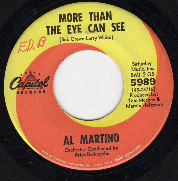 Al Martino : More Than The Eye Can See (7", Single, Scr)