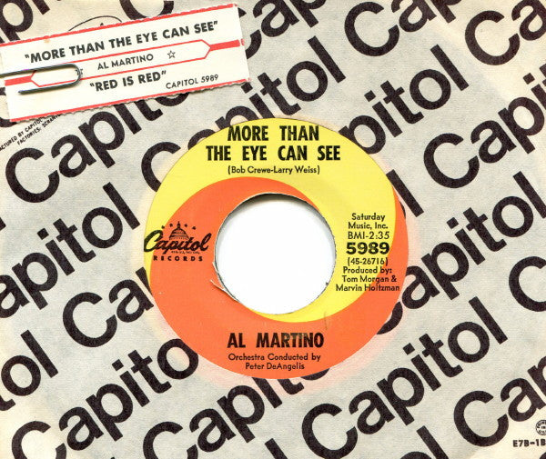 Al Martino : More Than The Eye Can See (7", Single, Scr)