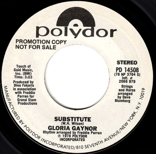 Gloria Gaynor : Substitute (7", Single, Mono, Promo, Styrene)