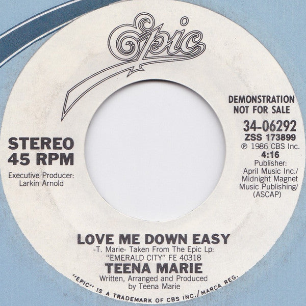 Teena Marie : Love Me Down Easy (7", Promo)