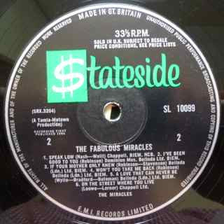 The Miracles : The Fabulous Miracles (LP, Album)